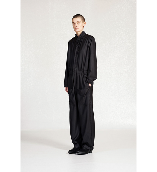 FINE WOOL OVERALL BLACK