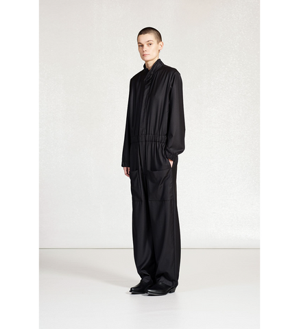 FINE WOOL OVERALL BLACK