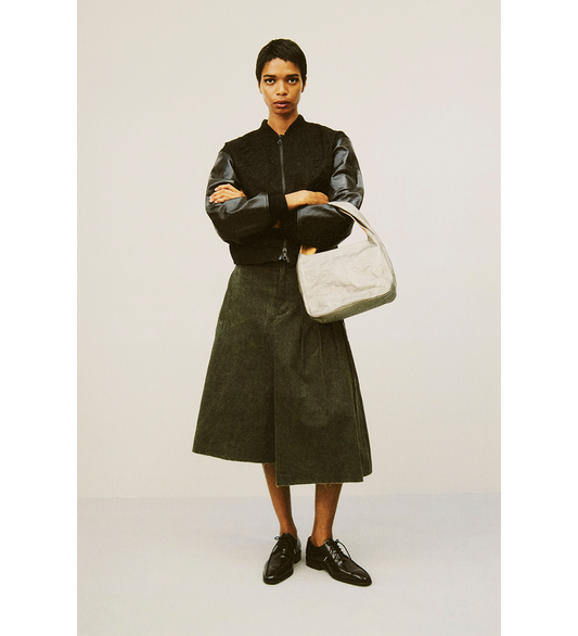 ORIGAMI SKIRT ANTIQUE MUDD COATED SATEEN