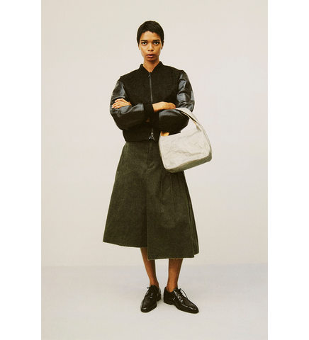 ORIGAMI SKIRT ANTIQUE MUDD COATED SATEEN