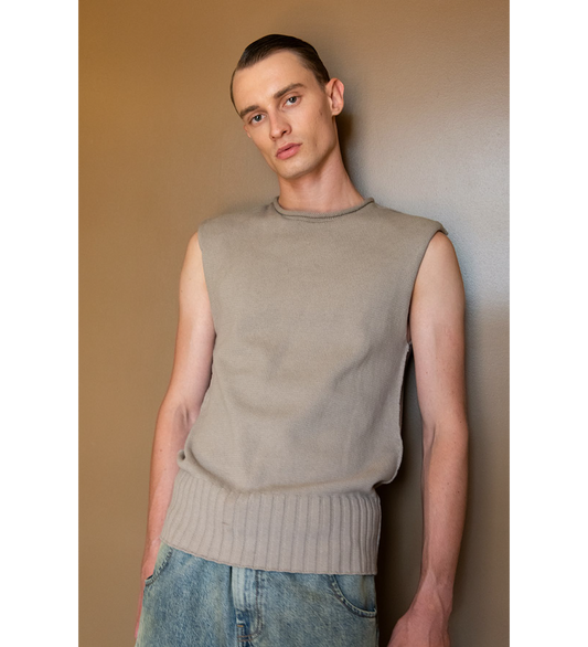 BURNS KNIT VEST MIDDLE GREY