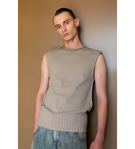 BURNS KNIT VEST MIDDLE GREY