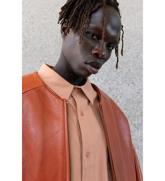 ARCED LEATHER JACKET COPPER