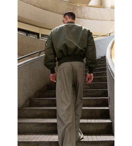 CROPPED BROAD BOMBER KHAKI
