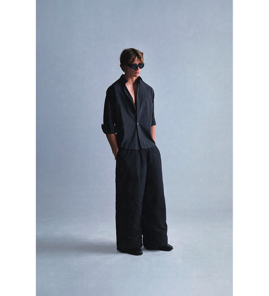 PLEATED SUIT TROUSERS CHARCOAL