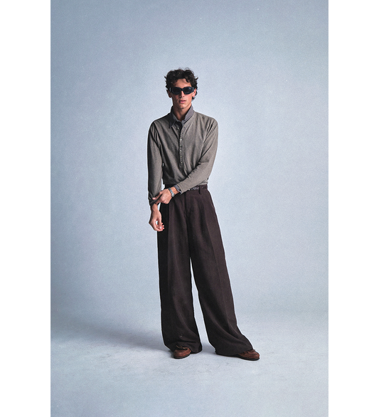 PLEATED SUIT TROUSERS BROWN