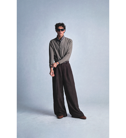 PLEATED SUIT TROUSERS BROWN