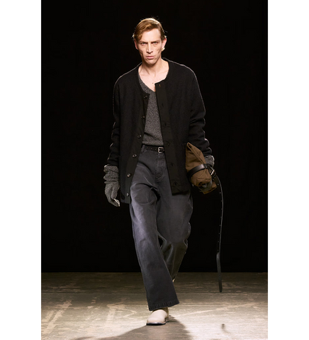 LINER CARDIGAN RITUAL BLACK MESH WOOL