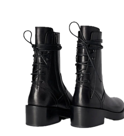 HENRICA LACED BACK ANKLE BOOTS BLACK