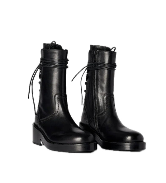 HENRICA LACED BACK ANKLE BOOTS BLACK