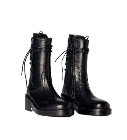 HENRICA LACED BACK ANKLE BOOTS BLACK