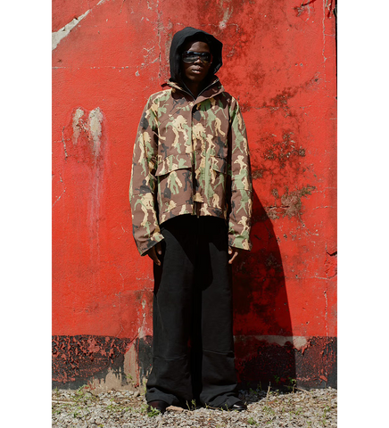 ASYMMETRICAL CAMO BOMBER JACKET MULTI