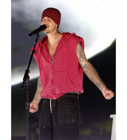 SLEEVELESS PADDED HOODIE LOW RED