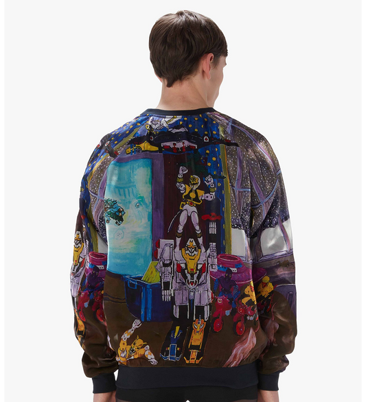 ORGANZA LAYERED ALL OVER PRINT SWEATSHIRT