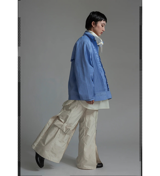PLEATED PANEL JACKET BLUE