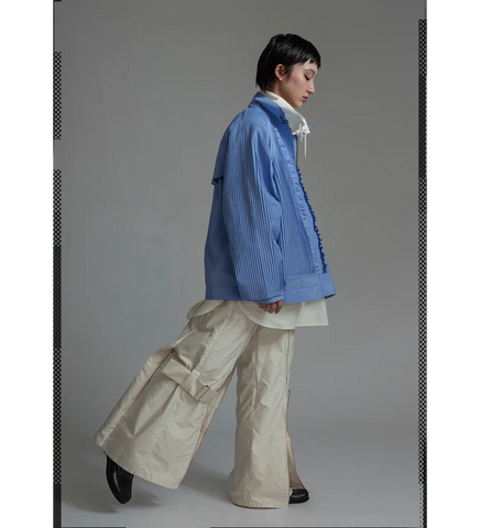 PLEATED PANEL JACKET BLUE