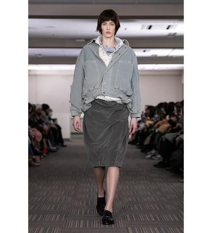 CORDUROY DOUBLE LAYER SKIRT GRAY