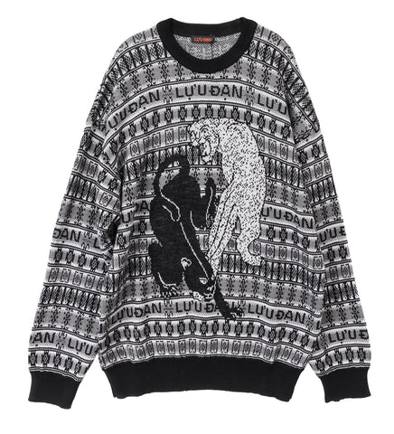 LU’U DAN OVERSIZED TIGER JACQUARD SWEATSHIRT BLACK/WHITE