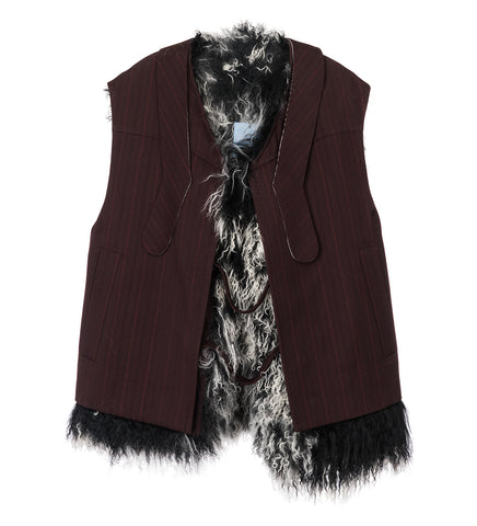 DAGAN VEST BURGUNDY STRIPE