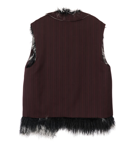 DAGAN VEST BURGUNDY STRIPE