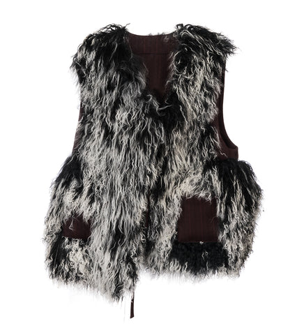 DAGAN VEST BURGUNDY STRIPE