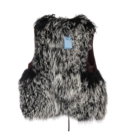 DAGAN VEST BURGUNDY STRIPE