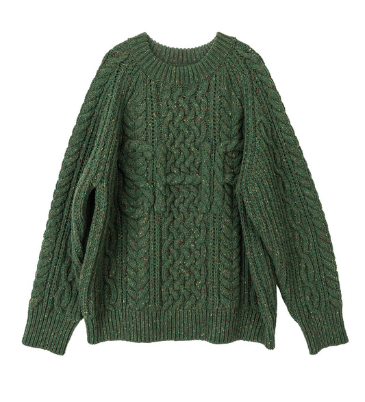 SKY HIGH FARM WORKWEAR CABLE SHF SWEATER DARK GREEN