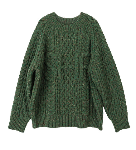 SKY HIGH FARM WORKWEAR CABLE SHF SWEATER DARK GREEN