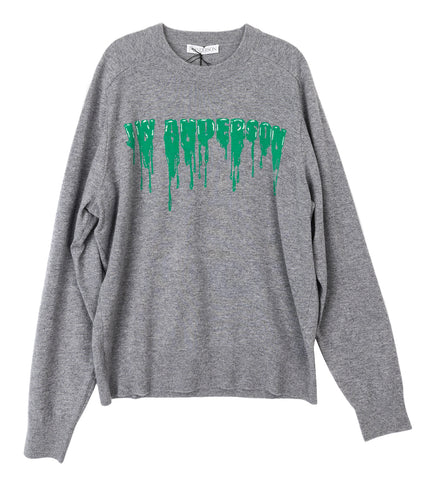 J.W.ANDERSON SLIME LOGO CREWNECK JUMPER GREY MELANGE/GREEN