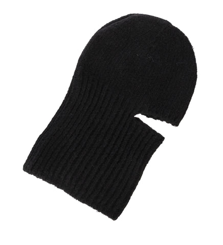 KNITTED BALACLAVA BLACK CHUNKY MERINO