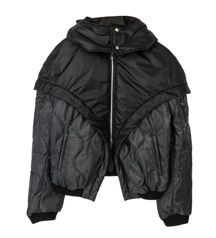 AV VATTEV TWISTED PADDED BOMBER JACKET BLACK/PASTEL GREY