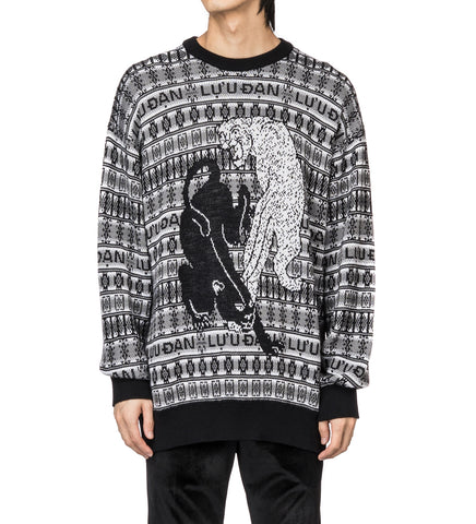 LU’U DAN OVERSIZED TIGER JACQUARD SWEATSHIRT BLACK/WHITE
