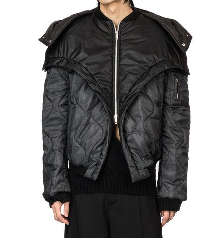 AV VATTEV TWISTED PADDED BOMBER JACKET BLACK/PASTEL GREY