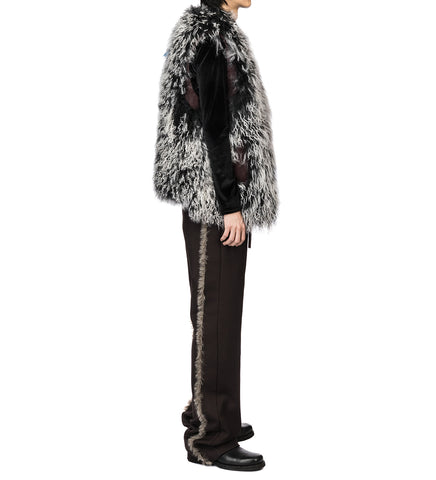 DAGAN VEST BURGUNDY STRIPE