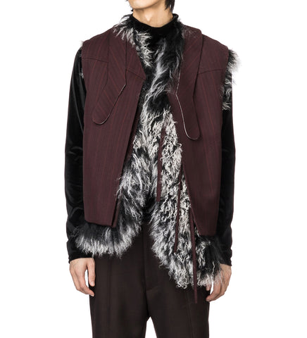 DAGAN VEST BURGUNDY STRIPE