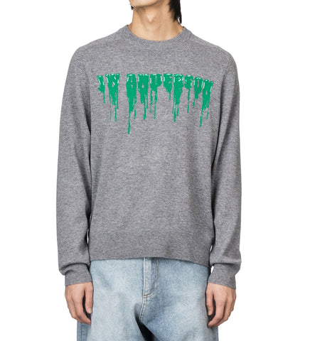 J.W.ANDERSON SLIME LOGO CREWNECK JUMPER GREY MELANGE/GREEN