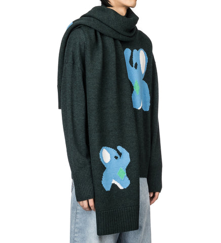 J.W.ANDERSON ELEPHANT SCARF FOREST GREEN