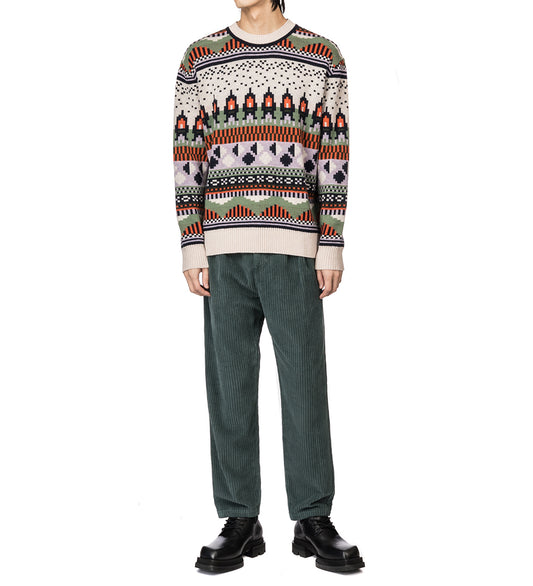HENRIK VIBSKOV SPACE KNIT ROUNDNECK GREEN/LAVENDER/ORANGE