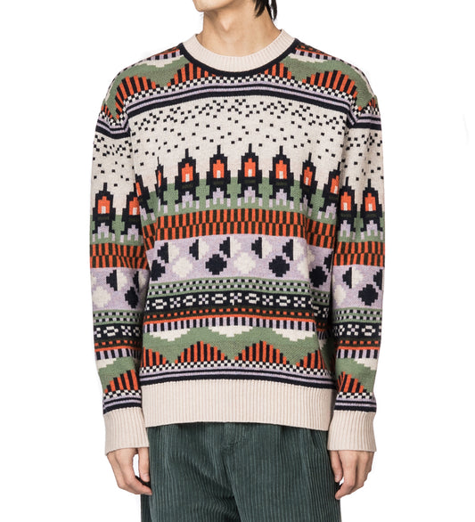 HENRIK VIBSKOV SPACE KNIT ROUNDNECK GREEN/LAVENDER/ORANGE