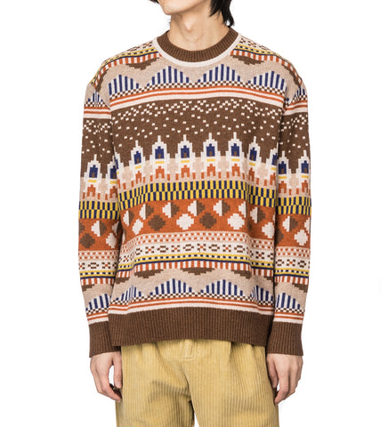 HENRIK VIBSKOV SPACE KNIT ROUNDNECK BROWN/SAND/YELLOW