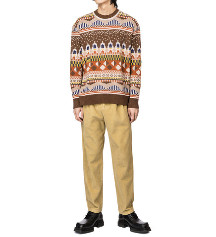 HENRIK VIBSKOV SPACE KNIT ROUNDNECK BROWN/SAND/YELLOW