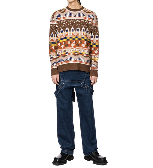 HENRIK VIBSKOV SPACE KNIT ROUNDNECK BROWN/SAND/YELLOW