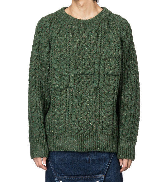 SKY HIGH FARM WORKWEAR CABLE SHF SWEATER DARK GREEN