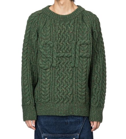 SKY HIGH FARM WORKWEAR CABLE SHF SWEATER DARK GREEN