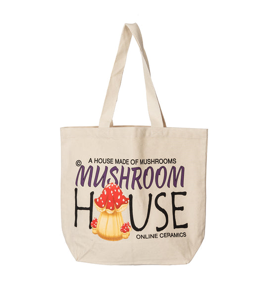 A HOUSE MADE OF MUSHROOMS TOTE BAG NATURAL