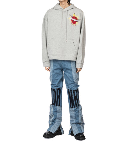 WHO DECIDES WAR WDW CREST SACRED HEART HOODED PULLOVER VINTAGE GREY