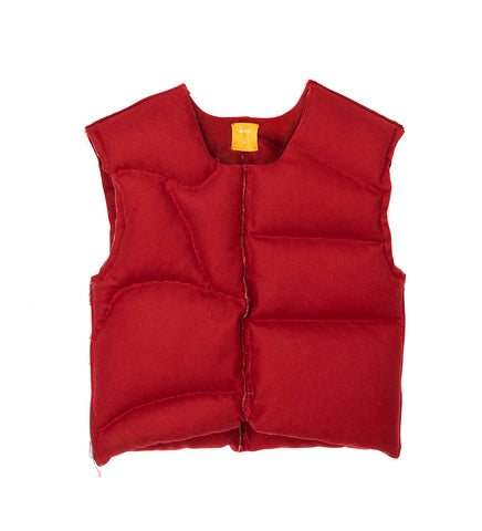 HAND STITCHED WOOL VEST RED