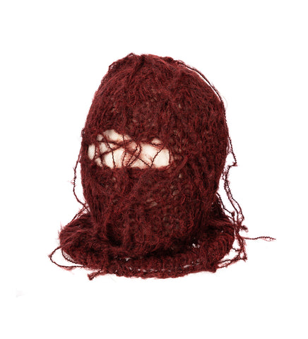 HAND KNIT BALACLAVA RED MIX