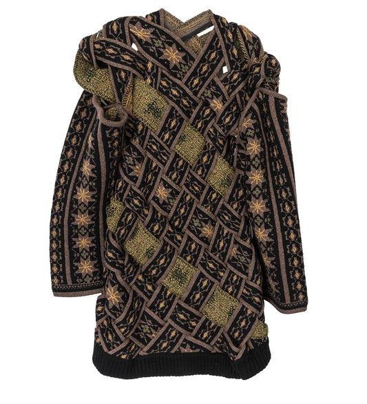 Y/PROJECT BRAIDED NORWEGIAN SWEATER BROWN