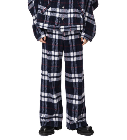NATASHA ZINKO CHECK WIDE PANTS BLUE/WHITE